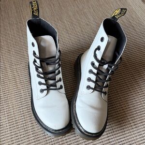 Dr. Martens White Leather Boots with Black Accents